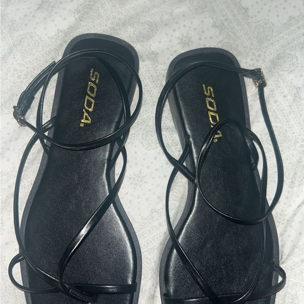 Soda Women's Black Strappy Sandals